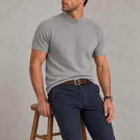 Nazare Cashmere Mock Neck Tee in Ashen Truffle