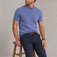 Nazare Cashmere Mock Neck Tee in Deep Atlantic