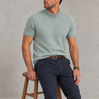 Nazare Cashmere Mock Neck Tee in Verdant Slate