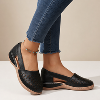 Nazare Orthopedic Cutout Slip-On Flats in Black