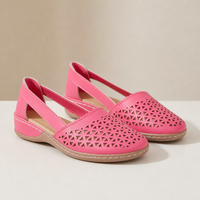 Nazare Orthopedic Cutout Slip-On Flats in Rose Pink