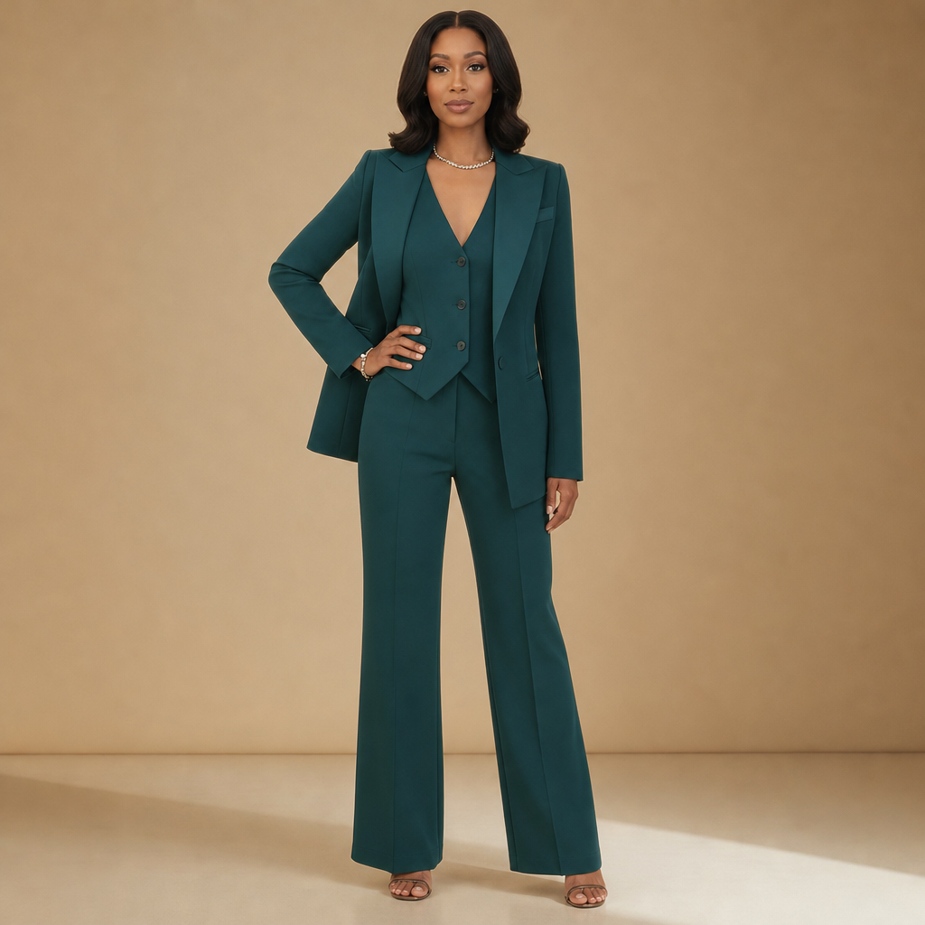 Nerja Three-Piece Blazer Set in Green