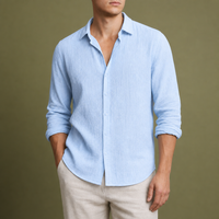Nice Linen Blend Shirt in Light Blue