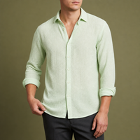 Nice Linen Blend Shirt in Light Green