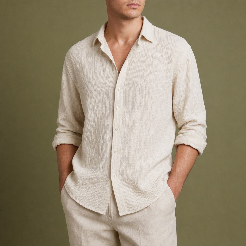 Nice Linen Blend Shirt in Apricot