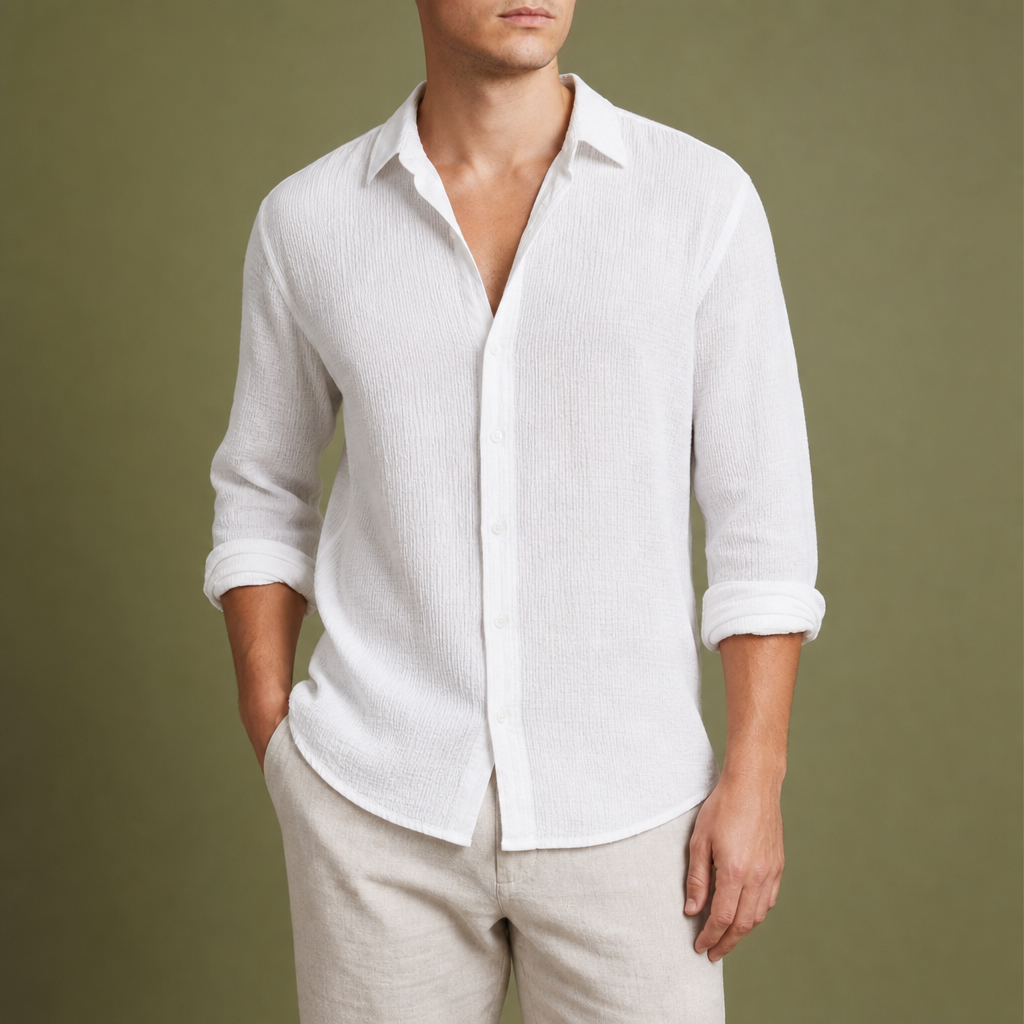 Nice Linen Blend Shirt in White