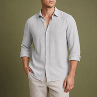 Nice Linen Blend Shirt in Light Gray
