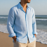 Opatija Linen Button Shirt in Blue