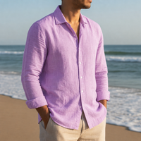 Opatija Linen Button Shirt in Purple