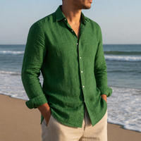 Opatija Linen Button Shirt in Green