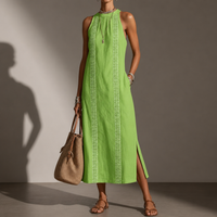 Ostuni Lace Panel Midi Dress in Green