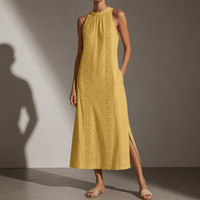 Ostuni Lace Panel Midi Dress in Yellow