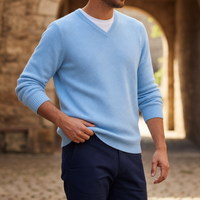 Oviedo Cashmere V-Neck Sweater in Sky Blue
