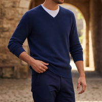 Oviedo Cashmere V-Neck Sweater in Navy