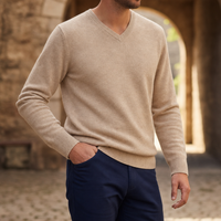 Oviedo Cashmere V-Neck Sweater in Beige