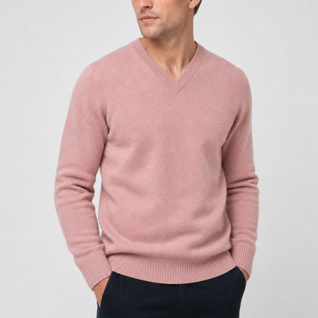 Palamos V-Neck Cashmere Sweater in Pink