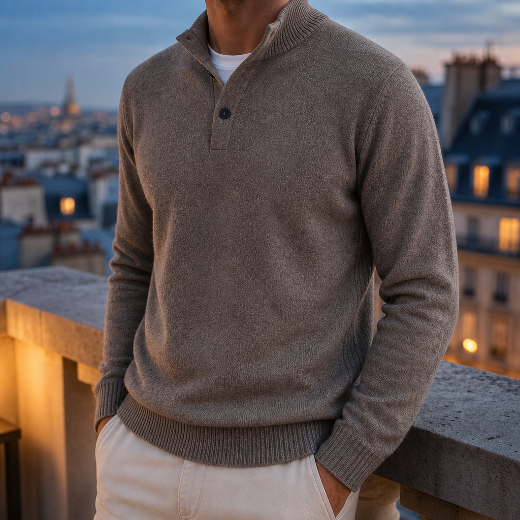 Peniscola Knit Polo Sweater in Grey
