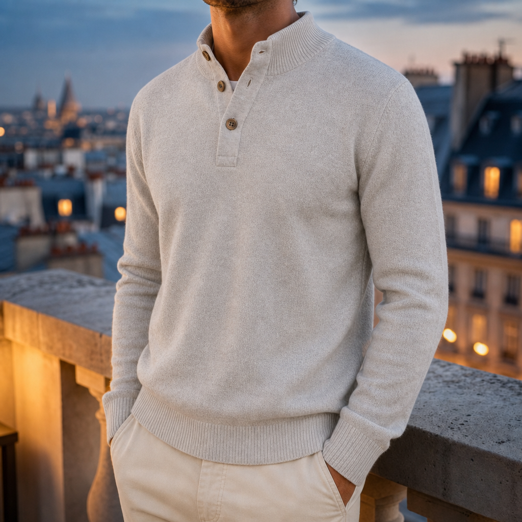 Peniscola Knit Polo Sweater in Light Grey