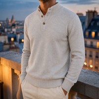 Peniscola Knit Polo Sweater in Light Grey