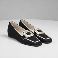 Porquerolles Orthopedic Embellished Buckle Loafers in Black