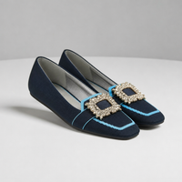 Porquerolles Orthopedic Embellished Buckle Loafers in Blue