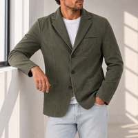 Porquerolles Washed Cotton Blazer in Army Green
