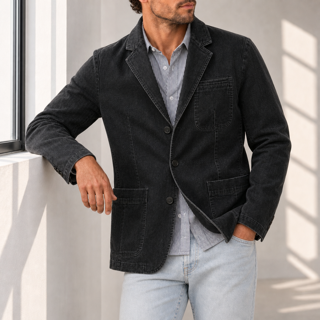 Porquerolles Washed Cotton Blazer in Black