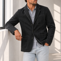 Porquerolles Washed Cotton Blazer in Black