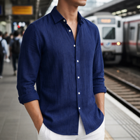 Portofino Linen Relaxed Shirt in Navy