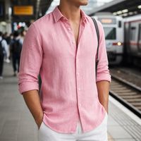 Portofino Linen Relaxed Shirt in Pink