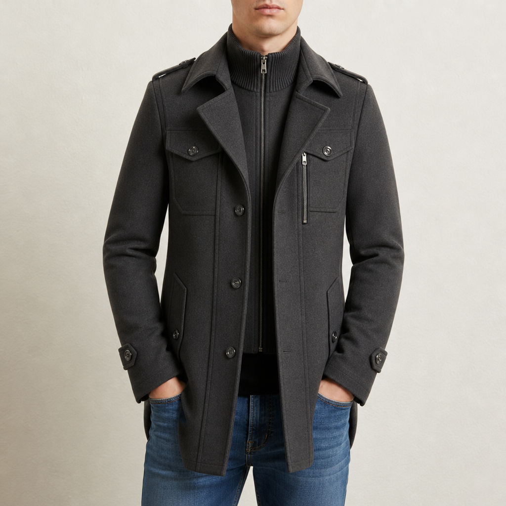 Rab Wool Utility Overcoat in Graphite Gray