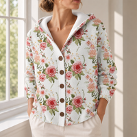Rabat Abstract Print Hooded Cardigan in Floral White