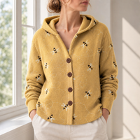 Rabat Abstract Print Hooded Cardigan in Yellow