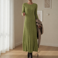 Ravello Cable-Knit Maxi Dress in Green
