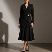 Ravello Ruched Blazer Midi Dress in Black