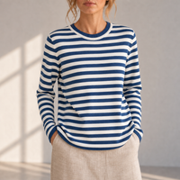 Ravello Striped Knit Top in Azure Blue