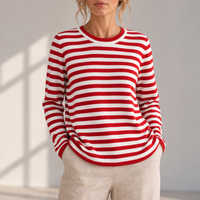 Ravello Striped Knit Top in Cardinal Red