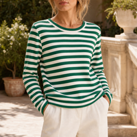 Ravello Striped Knit Top in Saphire Green