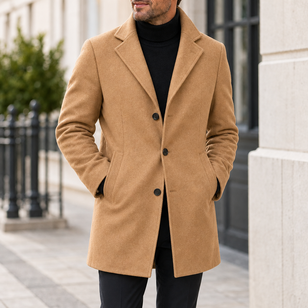 Ravello Wool Blend Overcoat in Beige