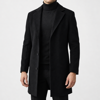 Ravello Wool Blend Overcoat in Black