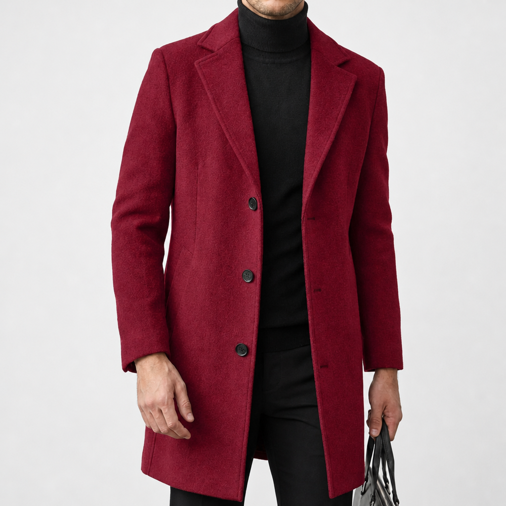 Ravello Wool Blend Overcoat in Red