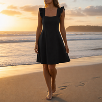 Rethymno Flutter Sleeve Mini Dress in Black