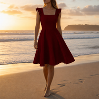 Rethymno Flutter Sleeve Mini Dress in Red