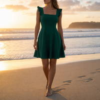 Rethymno Flutter Sleeve Mini Dress in Green