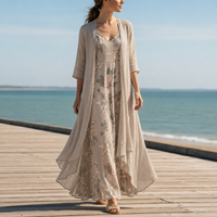 Roussillon Floral Maxi Dress Set in Beige