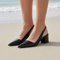 Rovinj Orthopedic Croc Slingback Block Heels in Black