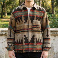Salamanca Aztec Wool Shirt Jacket in Dark Brown