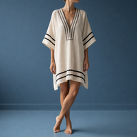 Sanlucar Striped Trim Tunic Dress in Mediterranean Sand