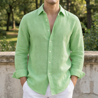 Santander Linen Button-Up Shirt in Light green