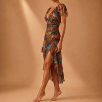 Olhao Ruched Boho Midi Dress